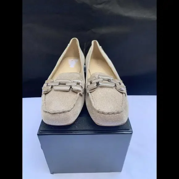 Calvin Klein Women's Size 9 Shoes Ricki Mini Square Chain Toe Slip On Flats Tan - Picture 12 of 14